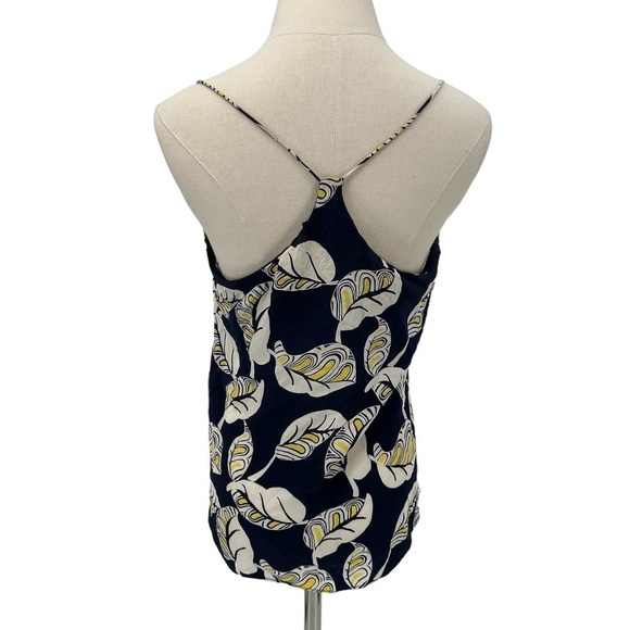 J. Crew Blue Carrie Tropical Leaf Silk Racerback Tank Cami Size 4 Women's - Picture 4 of 7